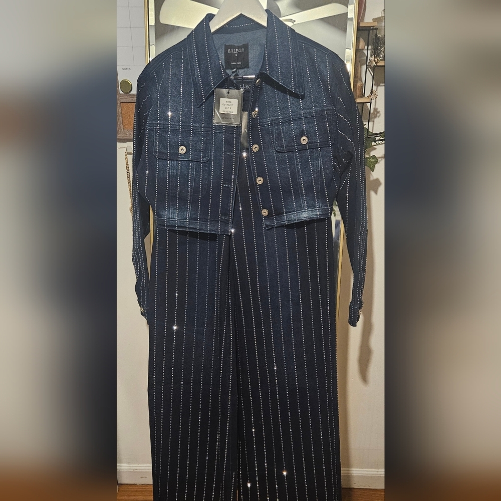 Navy Pinstripe Jacket and Pants Set
